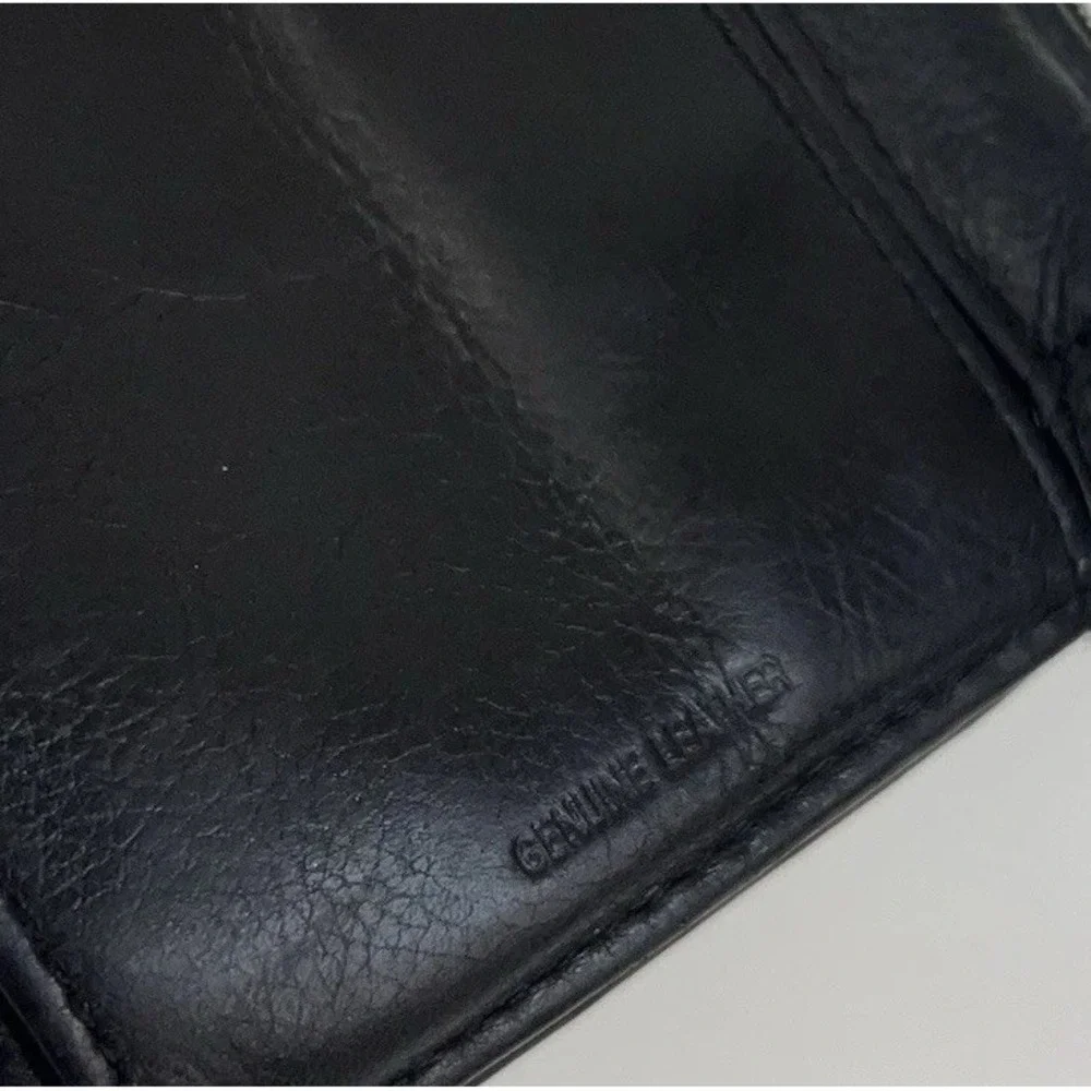 FOSSIL Leather Wallet Clutch Removable Crossbody Shoulder Strap‎ Organizer Black
